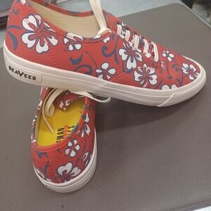 Hoffman California Fabrics Floral Canvas Sneakers  Print Lace‎ Shoes woman US 10